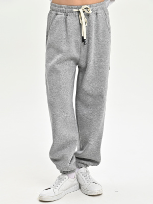 B033-8-Ch Брюки спорт утепл. д/м (серый меланж весь размерный ряд)
