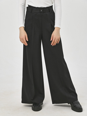 1106K Брюки палаццо д/д (черный весь размерный ряд)