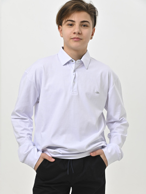 4928 Поло дл.р. д/м  оверсайз (белый 164)