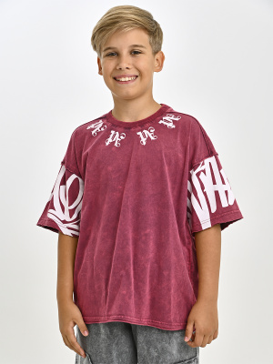 5335 Футболка оверсайз д/м (бордовый весь размерный ряд)