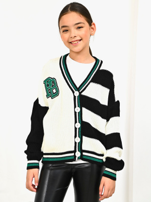0812 Кардиган д/д (кремовый,черный 146)