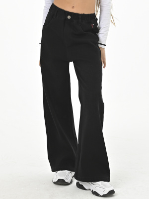 F2821-Ch Джинсы утепленные д/д (черный весь размерный ряд)