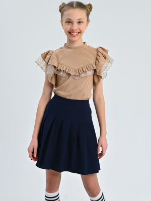 K-006KG Блузка к.р. д/д (коричневый весь размерный ряд)