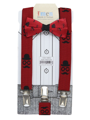 1020-5 Подтяжки+бабочка (4шт) (красный,черный размер 86-122)