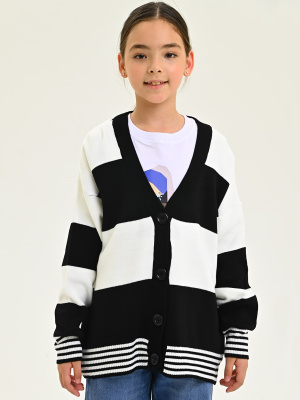 202206 Кардиган д/д (белый,черный 164)