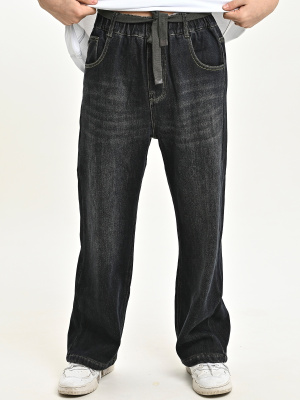 25355-Ch Джинсы утепленные д/м (черный весь размерный ряд)