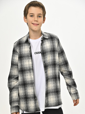 2699 Рубашка д/м клетка  (черный,кремовый весь размерный ряд)