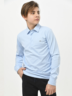 4945 Поло дл.р. д/м (голубой весь размерный ряд)