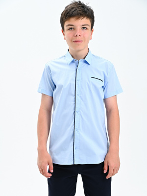 2459 Рубашка к.р. д/м (голубой весь размерный ряд)