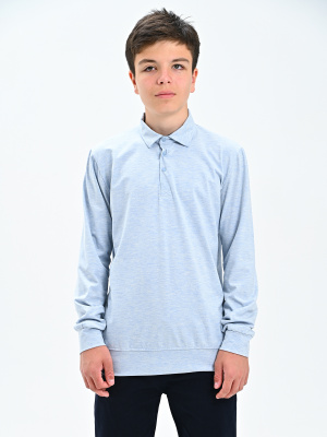2331 Поло дл.р. д/м (голубой меланж весь размерный ряд)