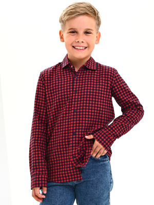 2702 Рубашка д/м клетка  (красный весь размерный ряд)