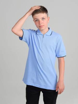 2747 Поло к.р. д/м (голубой весь размерный ряд)