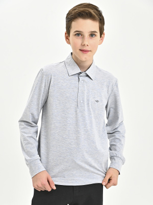 4267 Поло д/м дл.р. (серый меланж весь размерный ряд)