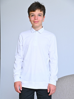 2572 Поло дл.р. д/м (белый весь размерный ряд)