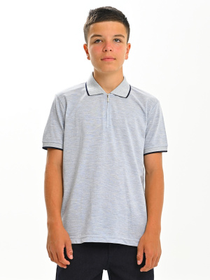 2749 Поло к.р. д/м (голубой меланж весь размерный ряд)