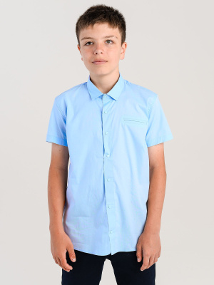 2534 Рубашка к.р. д/м (ярко-голубой весь размерный ряд)
