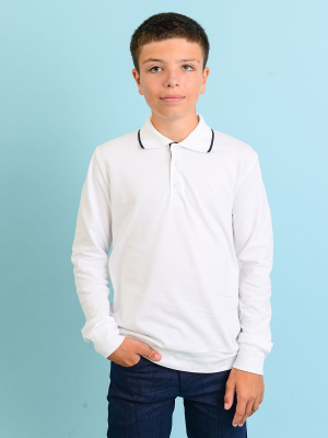 2555 Поло дл.р. д/м (белый весь размерный ряд)