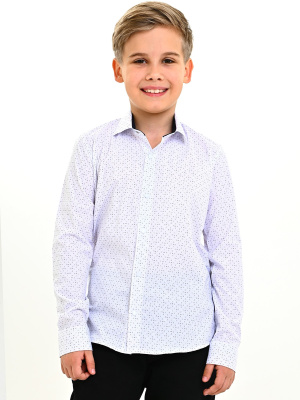 4065 Рубашка дл.р. д/м (белый,синий весь размерный ряд)