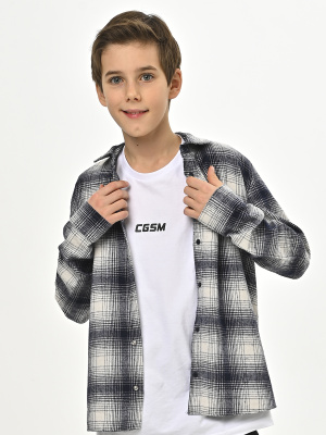 2699 Рубашка д/м клетка  (синий,кремовый весь размерный ряд)