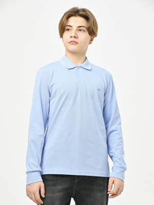 4956 Поло дл.р. д/м (голубой весь размерный ряд)