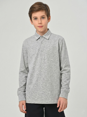 4751 Поло дл.р. д/м (серый меланж весь размерный ряд)