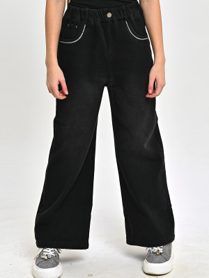 T8045-Ch Джинсы утепленные д/д (черный весь размерный ряд)