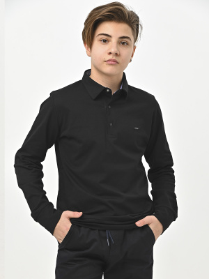 4944 Поло дл.р. д/м (черный весь размерный ряд)