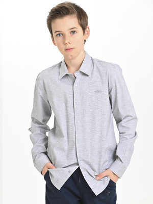 4885 Рубашка дл.р. д/м (серый меланж весь размерный ряд)