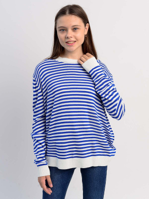 1598 Джемпер д/д (крем/индиго размер 146)