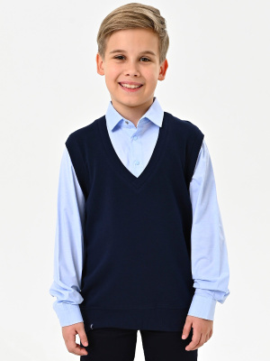 4238 Рубашка/обманка д/м (темно-синий,голубой весь размерный ряд)