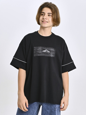 5356 Футболка оверсайз д/м (черный весь размерный ряд)