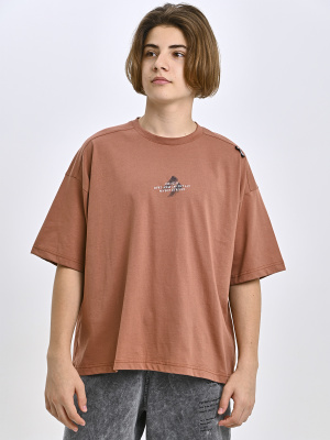5428 Футболка оверсайз д/м (коричневый весь размерный ряд)