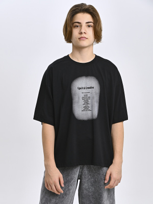 5445 Футболка оверсайз д/м (черный весь размерный ряд)