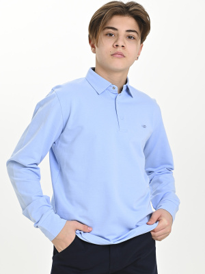 4754 Поло дл.р. д/м (голубой весь размерный ряд)