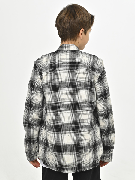 2700 Рубашка д/м клетка  (черный,кремовый весь размерный ряд)