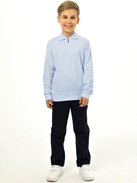 4349 Поло дл.р. д/м (голубой весь размерный ряд)