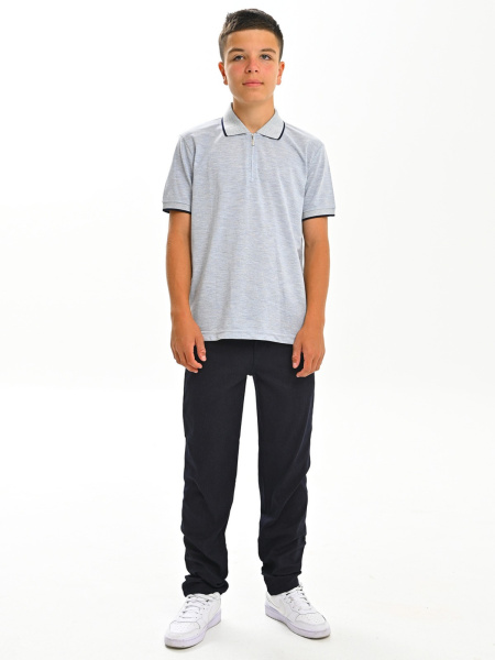 2749 Поло к.р. д/м (голубой меланж весь размерный ряд)