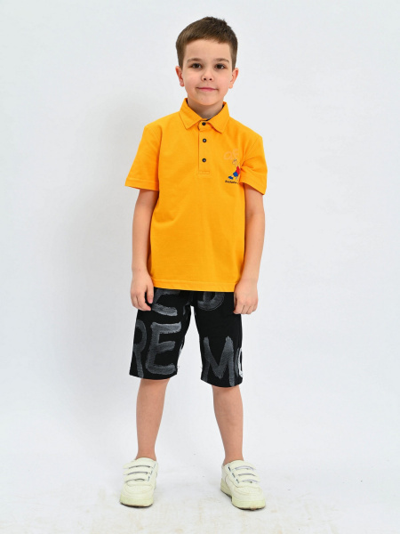 2342 Поло к.р.  д/м (оранжевый весь размерный ряд)