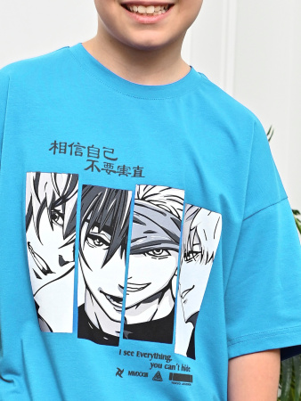 3135 Футболка д/м оверсайз (бирюза весь размерный ряд)