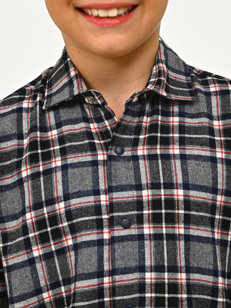 2710 Рубашка д/м клетка (серый весь размерный ряд)