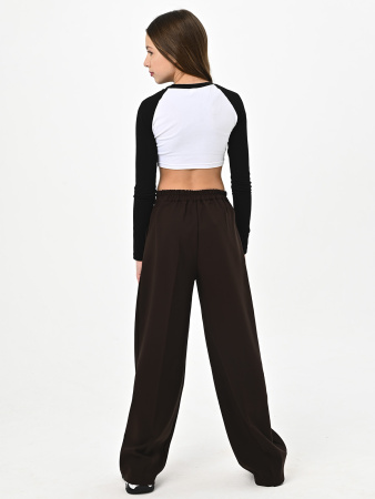 2581KG Брюки палаццо д/д (коричневый весь размерный ряд)