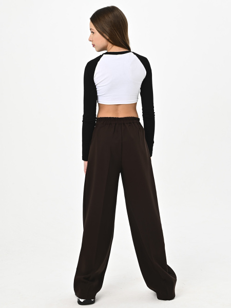 2581KG Брюки палаццо д/д (коричневый весь размерный ряд)