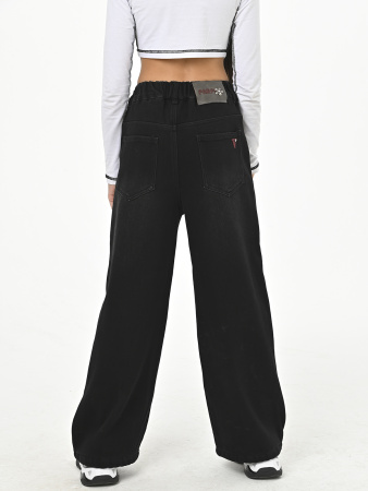 F2821-Ch Джинсы утепленные д/д (черный весь размерный ряд)