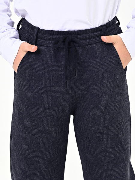 4329 Брюки д/м клетка (синий весь размерный ряд)