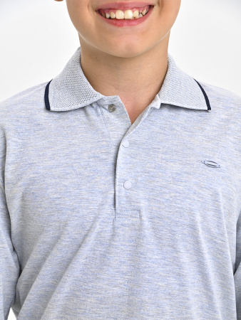 4134 Поло д/м дл.р. (серый меланж весь размерный ряд)