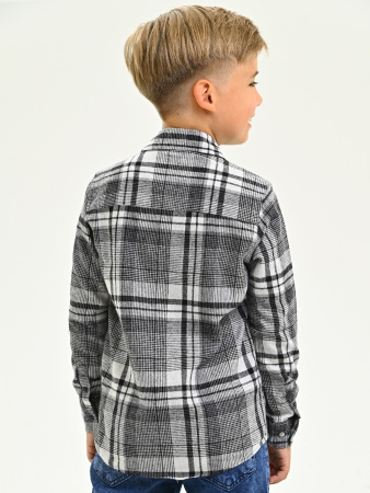 2694 Рубашка д/м клетка  (черный весь размерный ряд)