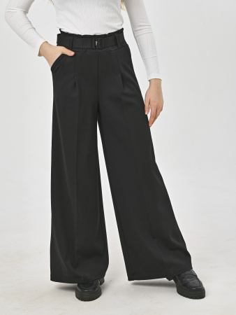 1106K Брюки палаццо д/д (черный весь размерный ряд)