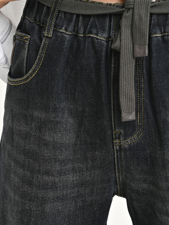 25355-Ch Джинсы утепленные д/м (черный весь размерный ряд)