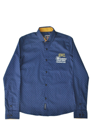 9080 Рубашка д/м (син/горчица размер 164)