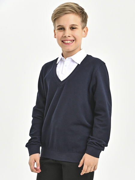 5007 Джемпер/обманка д/м (темно-синий,белый весь размерный ряд)